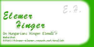 elemer hinger business card